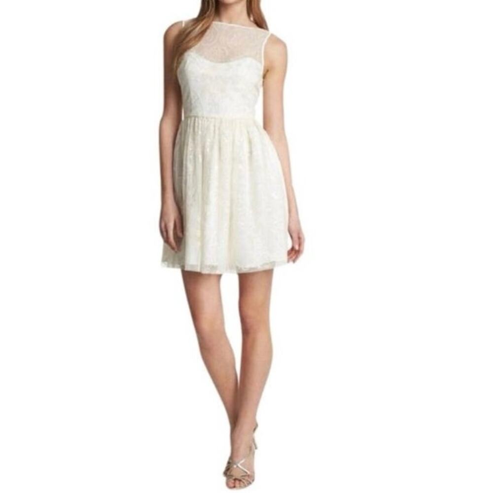 Jill Stuart Women’s 6 Sequin Ivory Mini Fit & Flare Dress